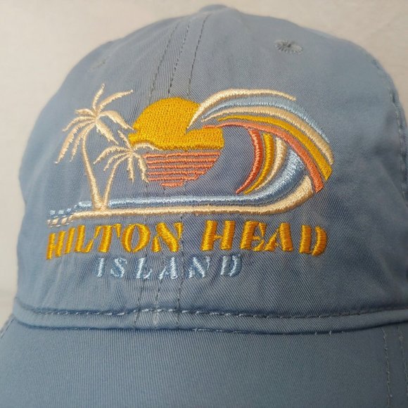 Hilton Head Island South Carolina Cap Slate Canvas Strap Back Beach Waves Sunset - Picture 7 of 10